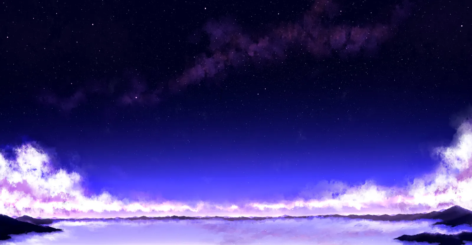 Horizontal Night Sky Cloudy Liquid Landscape Free Stock Photo
