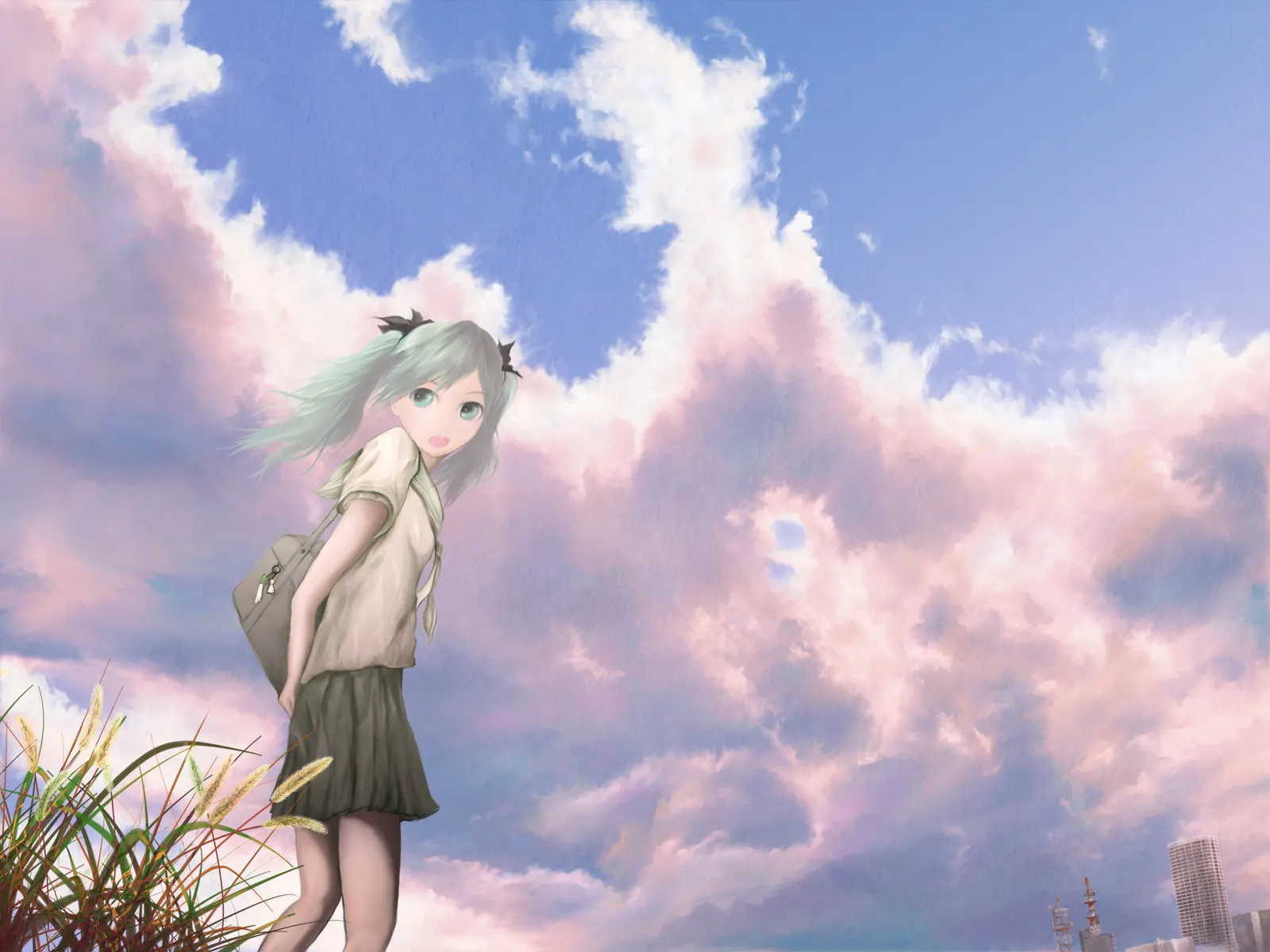 Horizontal Blue Sky Cloudy Toy Landscape Free Stock Photo