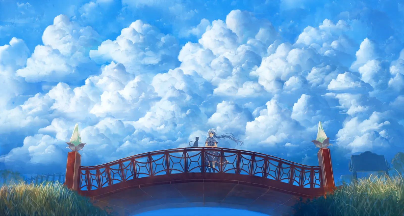 Horizontal Blue Sky Cloudy Fence Landscape Free Stock Photo 3