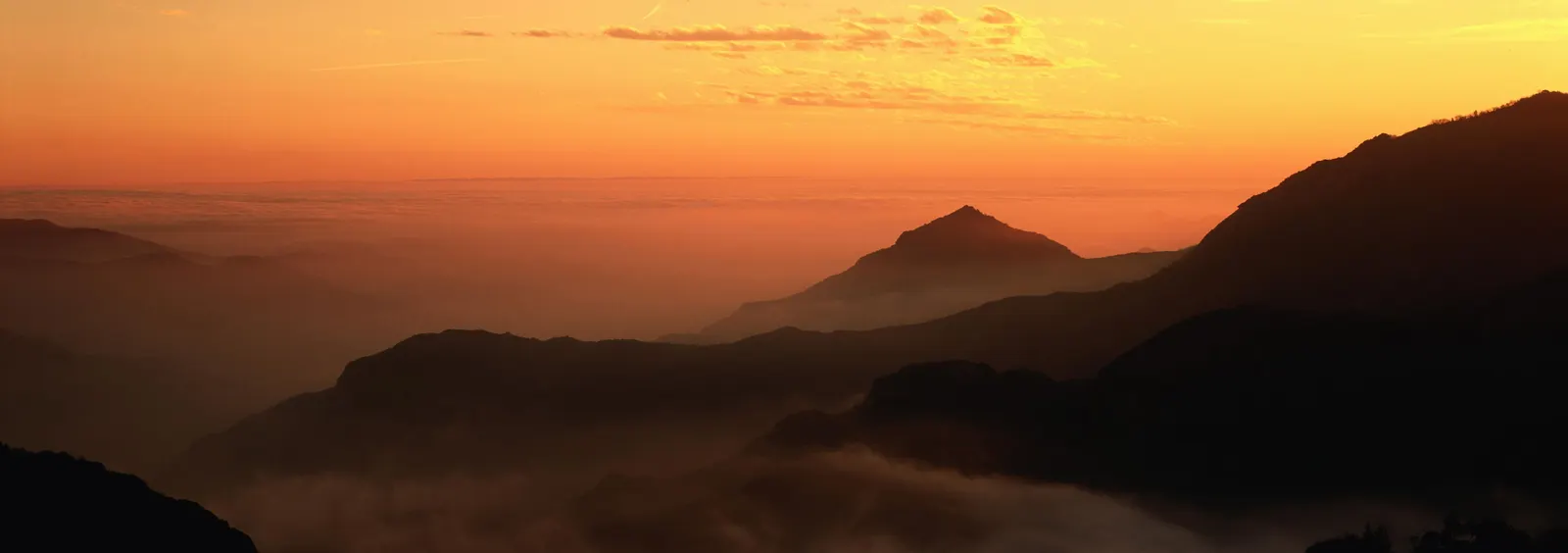 Horizontal Sunset Sunrise Hill Haze Landscape Free Stock Photo
