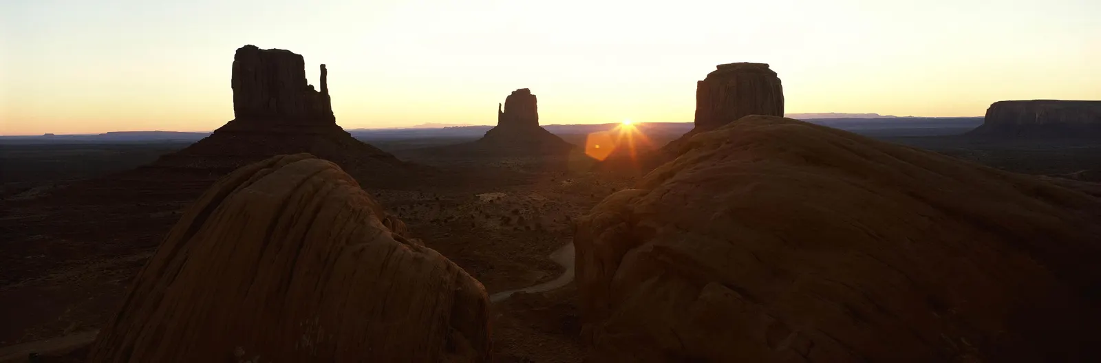 Horizontal Sunset Sunrise Desert Rocks Landscape Free Stock Photo