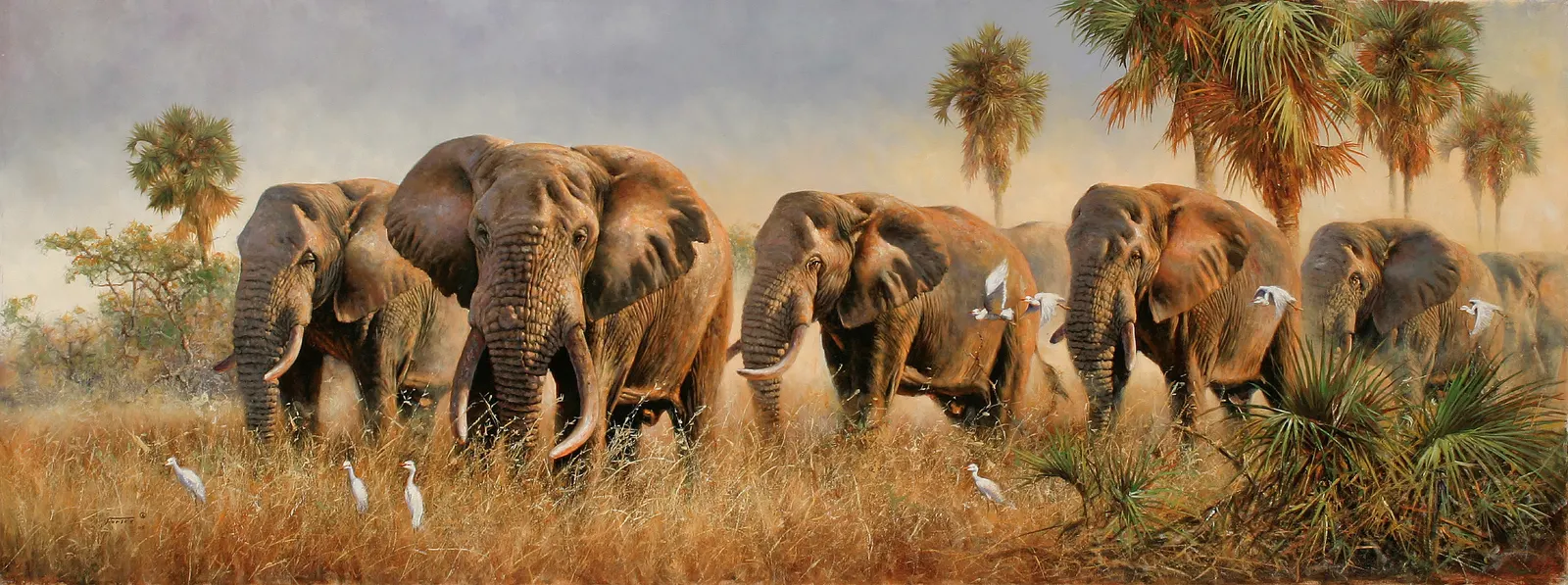 Horizontal Palm Tree Animal Elephant Free Stock Photo
