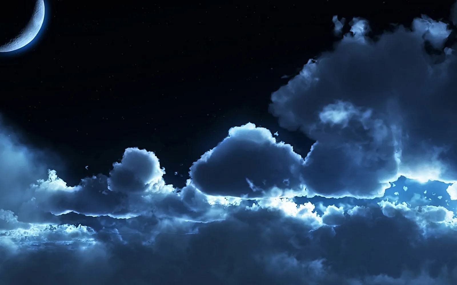 Horizontal Night Sky Celestial Body Cloudy Landscape Free Stock Photo