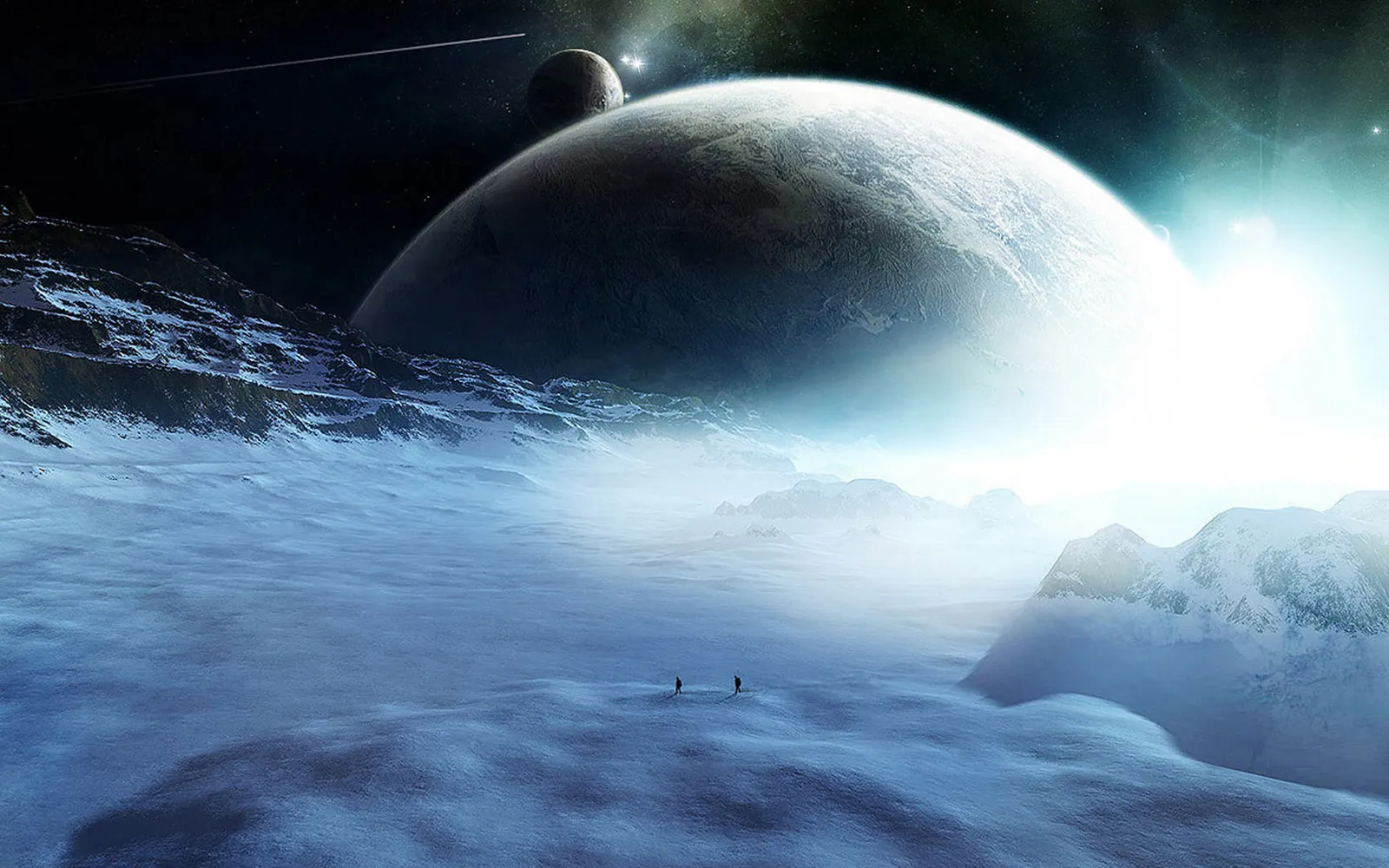 Horizontal Celestial Body Frozen Liquid Landscape Free Stock Photo