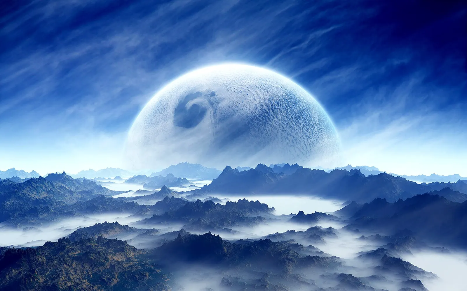 Horizontal Celestial Body Moon Mountain Landscape Free Stock Photo