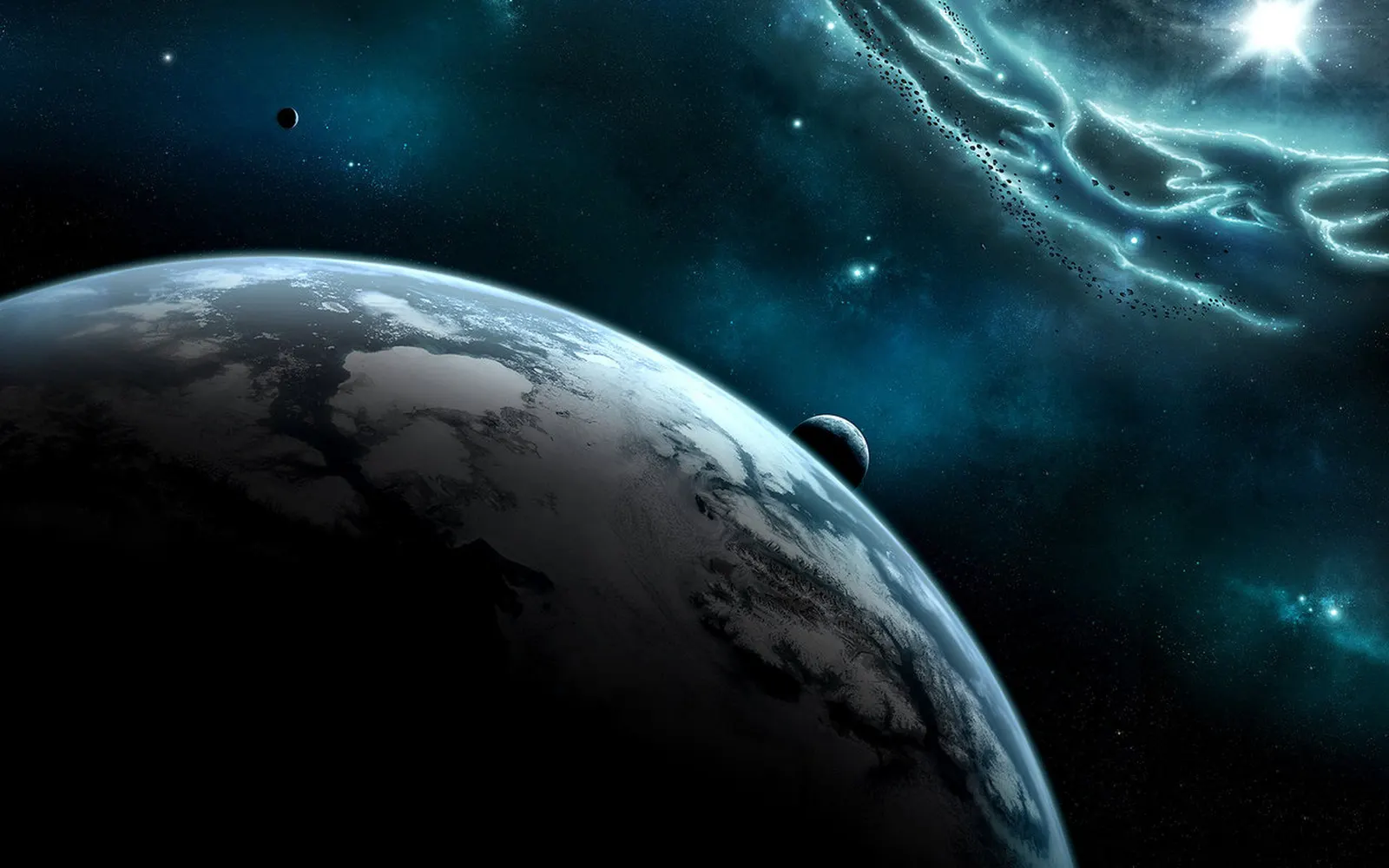 Horizontal Night Sky Celestial Body Storm Landscape Free Stock Photo