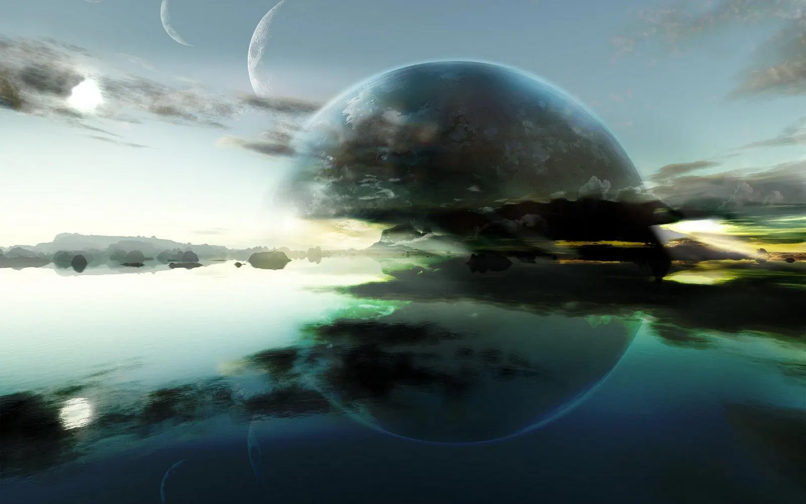 Horizontal Blue Sky Celestial Body Cloudy Landscape Free Stock Photo 3