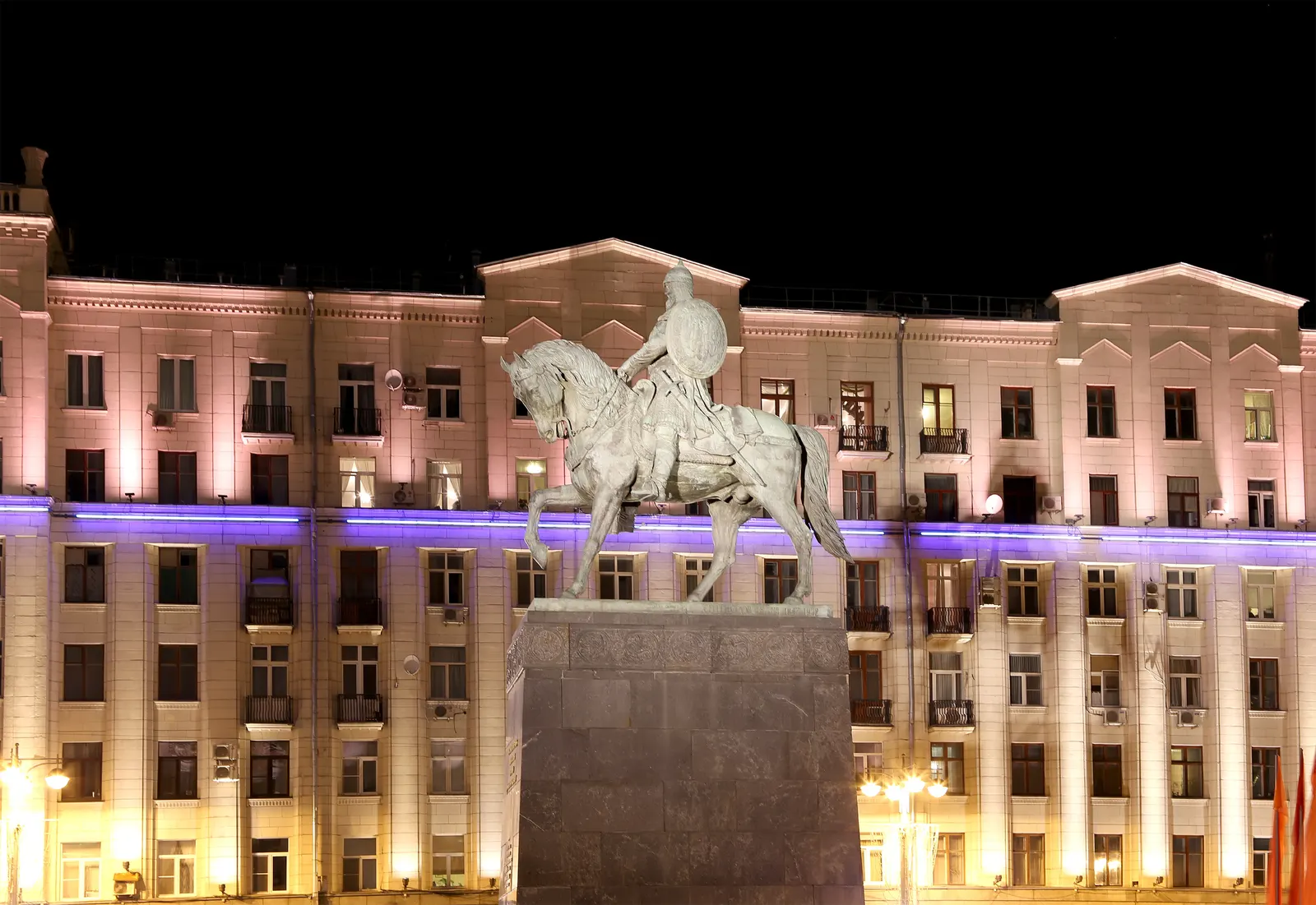 Horizontal Night Sky Statue Fountain Landscape Free Stock Photo