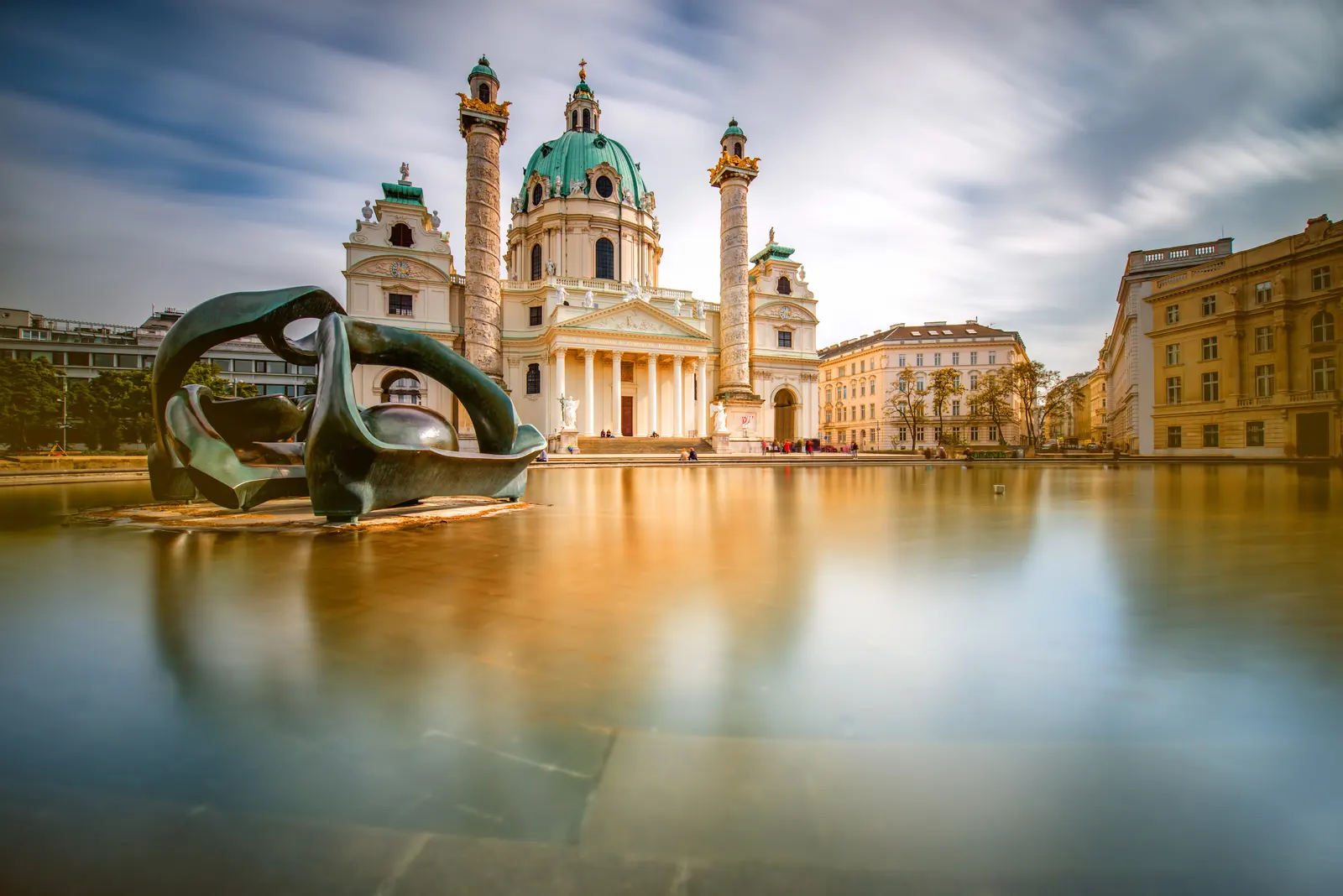 Horizontal Cloudy Statue Building Landscape Free Stock Photo