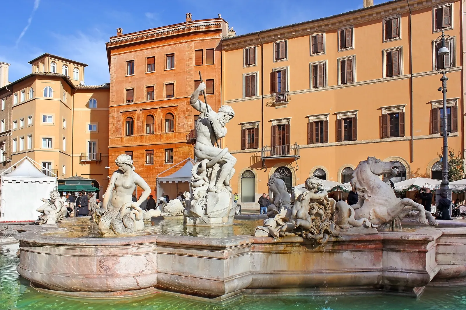 Horizontal Blue Sky Statue Fountain Landscape Free Stock Photo 2