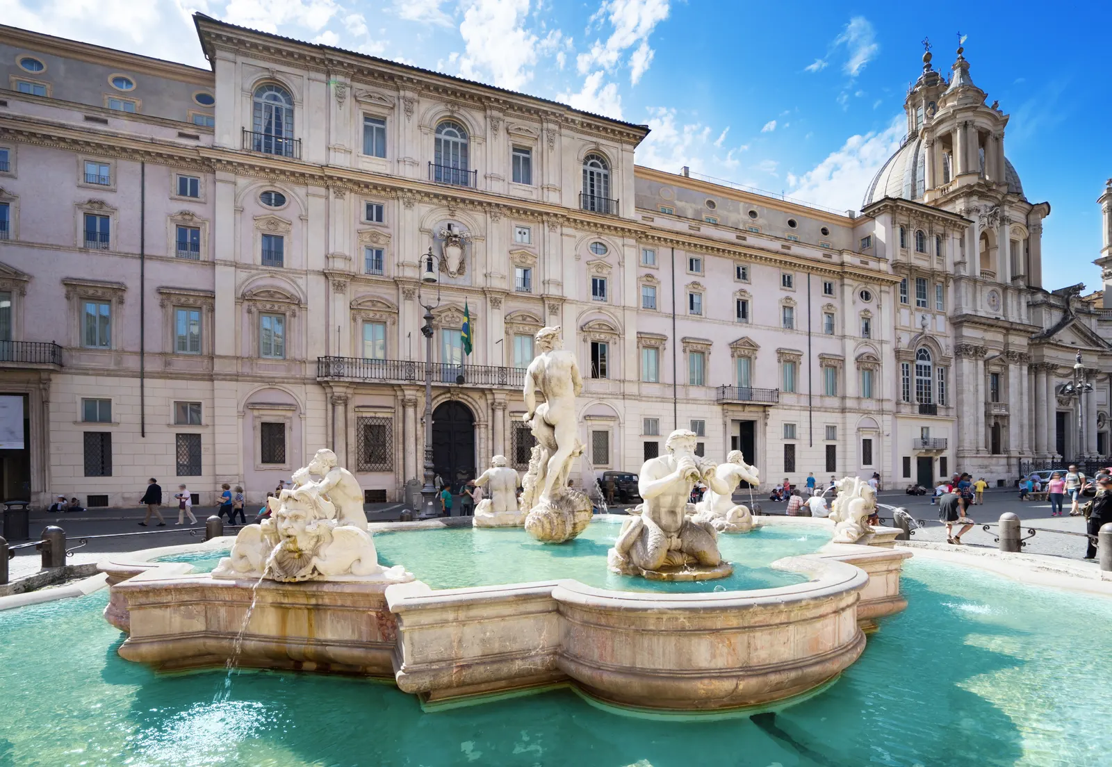 Horizontal Blue Sky Fountain Statue Landscape Free Stock Photo 2