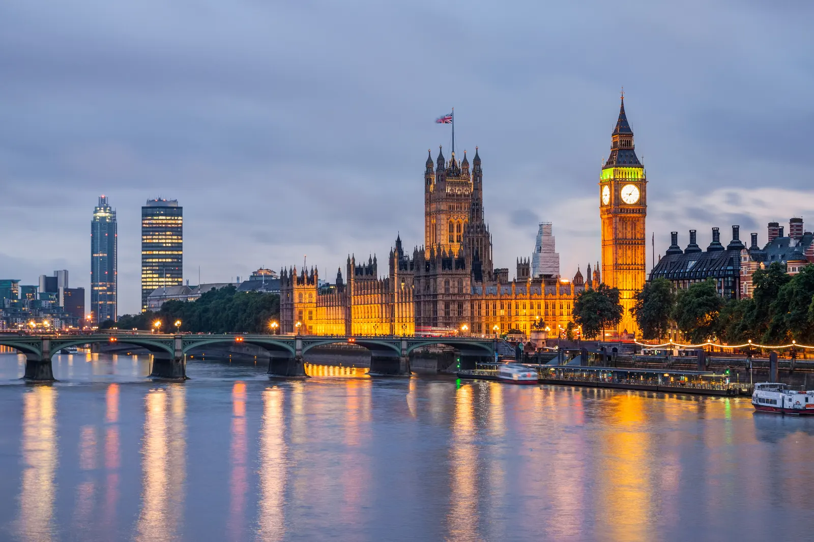 Horizontal Clock Tower Building Bridge Landscape Free Stock Photo 4