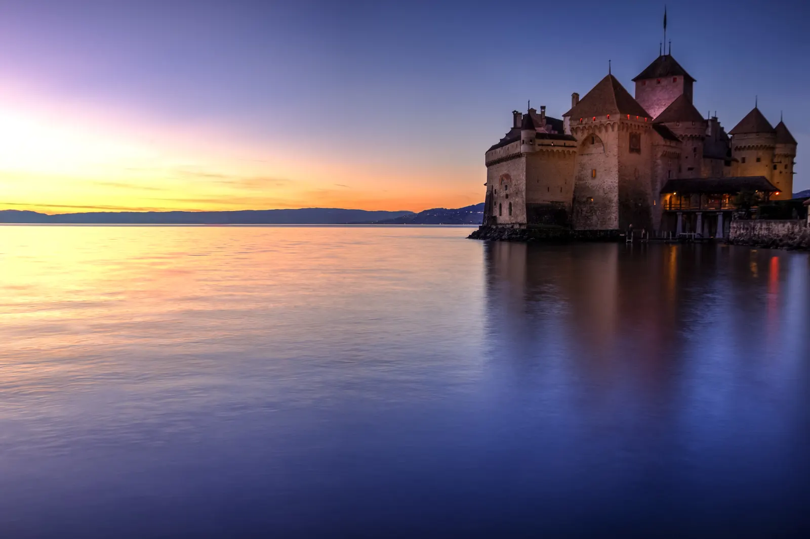 Horizontal Sunset Sunrise Building Castle Landscape Free Stock Photo