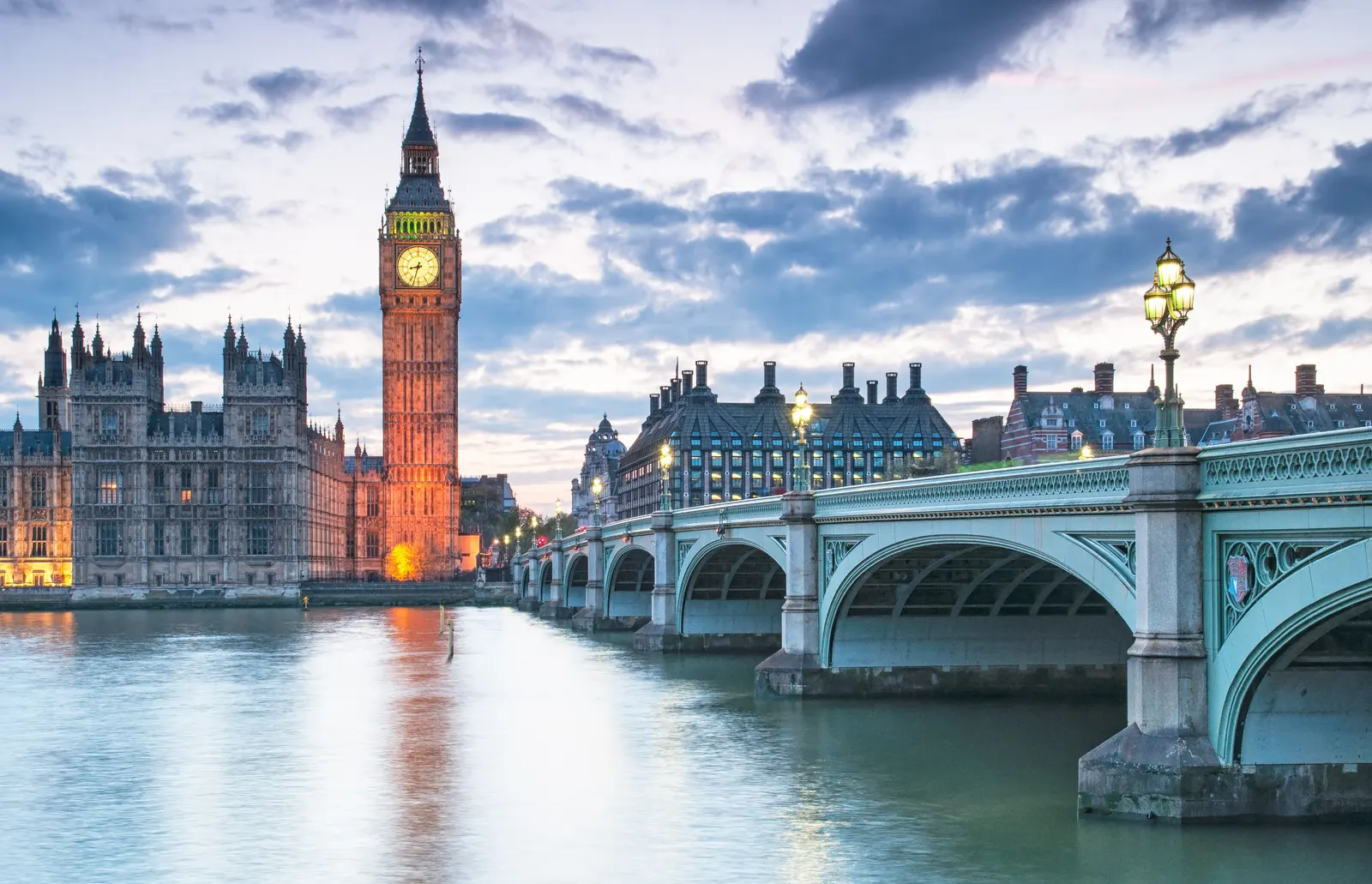 Horizontal Clock Tower Building Bridge Landscape Free Stock Photo 6