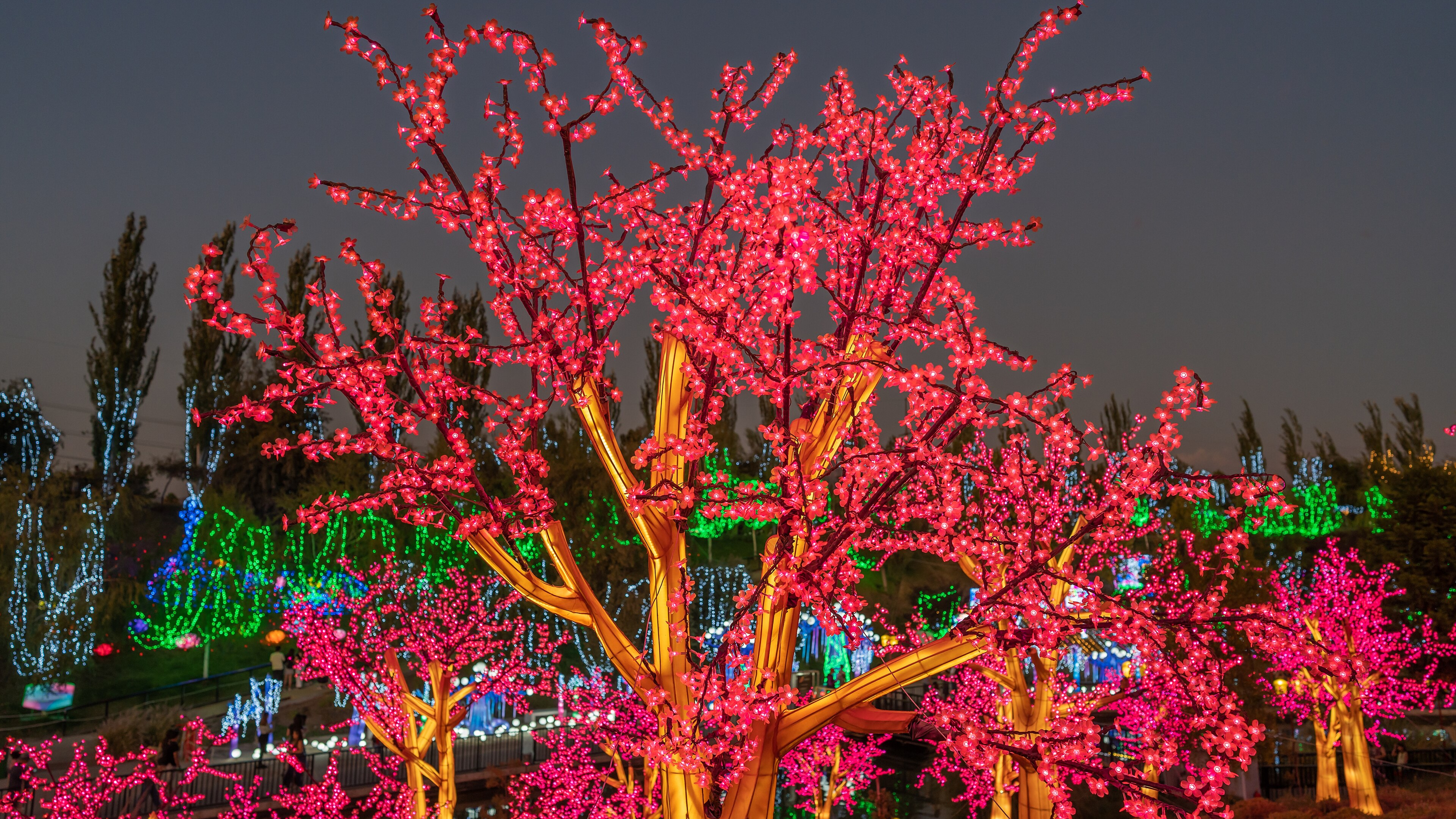 Ancient Chinese Palace During Lantern Festival At Night Free Stock Photo